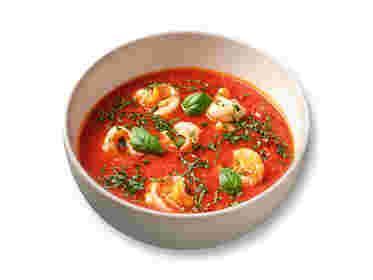 Суп из печёных томатов с креветками